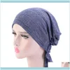 Aessories Tools Prodotti per capelli da donna in cotone elastico con turbante fascia per capelli berretto da chemioterapia berretto da notte 1 goccia consegna 2021 Eymoh