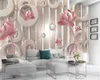 Tapeten Wohnzimmer 3D-Tapete geprägt rosa Lotus schöne Blumen HD Zimmer Schlafzimmer TV Hintergrund Wand