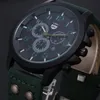 Montres-bracelets de haute qualité montre à quartz pour hommes en cuir militaire étanche platine luxe rond relogio masculino