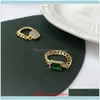 Jewelrytrend Vintage Rings For Girls Soft Chain 18K Gold Mens Ring On Finger With Emerald Wild High Sense Jewelry Women Cluster Drop Deliver