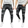 Hommes Jeans Multi Poche Mâle Taille Haute Denim Pantalon Maigre Pantalon Streetwear Hommes Mode Jeans Patchwork Jeans # w
