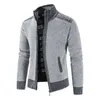 남자 스웨터 코트 패션 패치 워크 카디건 남성 니트 스웨터 재킷 슬림 핏 스탠드 칼라 두꺼운 따뜻한 가디건 코트 남자 211018