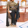 2023 long sleeve Mermaid Evening Dresses Arabic Aso Ebi Burgundy Luxurious Beaded Crystals Sheer Neck Prom Formal Party Second Receptio 283H