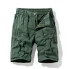 Men Summer Solid Color Casual Shorts Classic Pocket Micro-Elastic Fashion Twill Cotton Cargo Big Size 28-38 210806