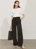 Minimalism Summer Women's Pants Causal Elastic waist Solid Loose Long Trousers Chiffon 12140608 210527