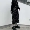 Kravat Boya Harajuku Uzun Etekler Kadınlar Retro Chic Güz Kore Moda Vahşi Bayanlar Streetwear Baskı Şık Tiki Kızlar Faldas Mujer 210619