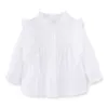 Mudkingdom Girls Shirts Lapel Lace Flared Långärmad Solid Ruffle Spring Mode Blusar Casual Kids Kläder 210615
