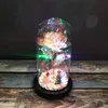 LED Enchanted Rose Light Silked Artificial Eternal Flower In Glass Dome Lamp Decors Christmas Valentine Romantic Gift Y201020