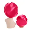 Mommy and Me Kid Satin Caps Double Layer Women Night Sleeping Cap Children Head Cover Hårtillbehör Vändbar silkeshopp7377319