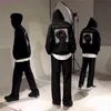 Kapüşonlu Kazak Ceket Erkekler kadın Sonbahar Kış Damalı Phantom Baskı Trend Gevşek Artı Kadife Üst Hip Hop Serin Hoodies 210526