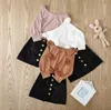 Sonbahar ve Kış Bebek Kız Giyim Setleri Topu Saf Renk Uzun Kollu Üst Kahverengi Etek Suit Çocuk Kazak Çocuk