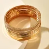 Punk Gold Color Bangle for Women Fashion Alloy Metal Bracelet Party Jewelry Accessories 14 pcs/set