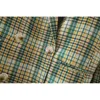 Vintage femmes vert Plaid Blazers mode dames col cranté manteaux casual femme Chic Double boutonnage veste 210527