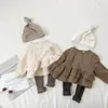 패션 일본어 스타일 아기 소녀 셔츠 린넨 소녀 블라우스 단단한 고품질 주름 톱 210306