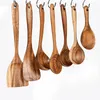 Teakhout Wood Servies Lepel Colander Lange Handvat Houten Non-Stick Speciale Koken Spatel Keuken Tool Gebruiksvoorwerpen Keukengerei Gift