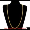 6 5Mm Thick 80Cm Long Solid Rope ed Chain 14K Gold Silver Plated Hip Hop ed Heavy Necklace 160Gram For Mens287i