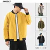 Jesień męska Zipper Bombowiec Kurtka męska Dorywczo Streetwear Stojak Kołnierz Czarny Armia Zielona Pilot Płaszcz Mężczyźni Odzież 4XL 5XL 211126