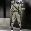 Hiphop streetwear jumpsuits män band broderade lastbyxor långärmad rompers joggar techwear
