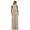 2021 Sexy Lange Champagne Chiffon Bruidsmeisjes Jurken Kant Beach Bruidsmeisjes Jurk Plus Size Bruiloft Gastenjurken Country Maid of Honour Jurk