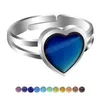 Temperature Sensing Heart Ring Changing Color Charm Mood Rings Cluster for Women Fashion Jewelry Will and Sandy