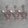 9 tums hjärtaform Rosa färgglas DAB Rigger Bongs Hookahs Vattenrör 14mm Joint Rökning Olje Rigar Bong med skålar 4mm Quartz Banger