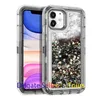 Vloeibare drijfzand glitter telefoonhoesjes voor iPhone 15 11 12 13 14 Pro Max 14plus 13mini xr xsmax 8plus SE Shockproof drie laag zware verdediger beschermende harde cover