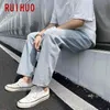 RUIHUO Ankle-Länge Zerrissene Jeans Koreanische Mode Männer Jeans Große Casual Mann Jean Baggy M-3XL 2021 Herbst Neuheiten G0104