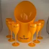 1 Ice bucket 6 Small Glass Party Coupes Cocktail Champagne Flutes Goblet Plastic Orange Whiskey Cups and cooler