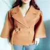 Зимние шерстяные пальто и куртка женщины корейский плюс размер короткая куртка теплый элегантный пояс шерстяной пальто кашемировой старинный пальто накидки накидки 210930