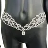 Rhinestone Waterdrop Pendant Waist Chain Bikini Underwear Thong Panties for Girl Crystal Wings Belly Waistband Body Jewelry