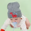Fashion Embroidered Cartoon Dinosaur Animal Beanie Caps Toddler Children Hats For Boys Girls Knitted Infant Baby Winter Thick Kids Cute Hat 0-3Y