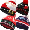 Inverno Caldo Lavorato A Maglia Slouchy Berretti Bambini Natale Chunky Pom Pom Cappello Cartoon Xmas Skull Cap Raindeer Elk Babbo Natale Fiocco di neve Cappello lavorato a maglia Sci Copricapo all'aperto