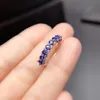 S925 Sterling Sea Blue Saphir Naturel Diamant Couleur Argent Diamante Bijoux Bague 2.5 * 2.5mm