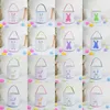 Easter Party Bunny Basket Egg Bags for Kids Canvas Cotton Rabbit Print Buckets with Fluffy Tail Gifts Bag for Easters LLE11547