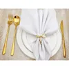 Napkin Rings 6Pcs Golden Cute Pearl Bow Shape Serviette Buckle For Wedding Party Table Decoration Kitchen Supplies