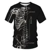 T-shirts Hommes Etre usure de chemise à manches courtes COLLER 3D Impression T-shirt The Squelette Modèle Caractère Big Vers