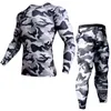 Pantalons de course à compression Camouflage pour hommes Sportswear Jogging t-shirts Leggings Ensembles de survêtement Hommes Gym Fitness Vêtements Y1221