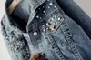 Damjackor 2021 Autumn Pearl Beading Crop Denim Dam Casual Jeans Bomberjacka Långärmad kappa Plus Size Ytterkläder ED