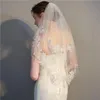 Gelin Veils Beyaz Fildişi İki Katmanlı Vual Mariage Mariee Düğün Dantel Aplikler Gelin Peçe Aksesuarları Veu de Noiva