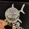 Big Size Shark Pendant Necklace For Men 6ix9ine Hip Hop Bling smycken med Iced Out Crystal Miami Cuban Chain Fashion Jewelry 21076526033