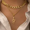Chokers Jioromy Vintage Multi-Layer Gold Color Chain Choker Ketting voor Dames R Fashion Snake Hanger Chunky Kettingen Sieraden