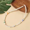 結婚式のネックレスボヘミアンの手作りビーズきのこ真珠チョーカーネックレス女性ファッション鎖骨チェーン声明の宝石類