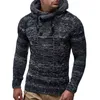 Pulls à capuche en tricot de couleur unie pour hommes, col rond, manches longues, coupe slim, hauts automne hiver 211221