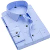 Men Shirt Long Sleeve Floral Printed Plaid Fashion Pocket Casual Shirts 100% Polyester Soft Comfortable Men Dress Shirt 220222