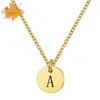 Hanger kettingen 2021 schijf alfabet ketting gouden letter alfabet 316L roestvrijstalen ketting voor vrouwen