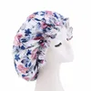 Fashion Lace Satin Printed Double Layer Nightcap African Soft Floral Women's Beauty Hair Care Round Cap Sleep Hats