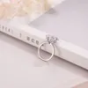 Promessa feminina brilhante dedo anelar prata esterlina 925 quadrado 5 quilates simulado anéis de casamento de diamante para mulheres joias nupciais