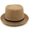 Masculino feminino clássico palha torta de porco chapéus fedora sunhats trilby bonés verão boater praia viagem ao ar livre festa tamanho US 7 14 UK L 2204463364