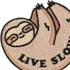 Sloth Live Slow Embroidery Iron On Patches Cartoon Applique For Clothing Shirts Bag Hats DIY Accessories Twill Fabric Badge