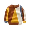 Crianças do bebê camiseta Camisola Geater Geometric Triângulo Retângulo Estilo Pequeno Rapaz Rapaz Pequeno O-Neck Roupas para 2T-8T 211104